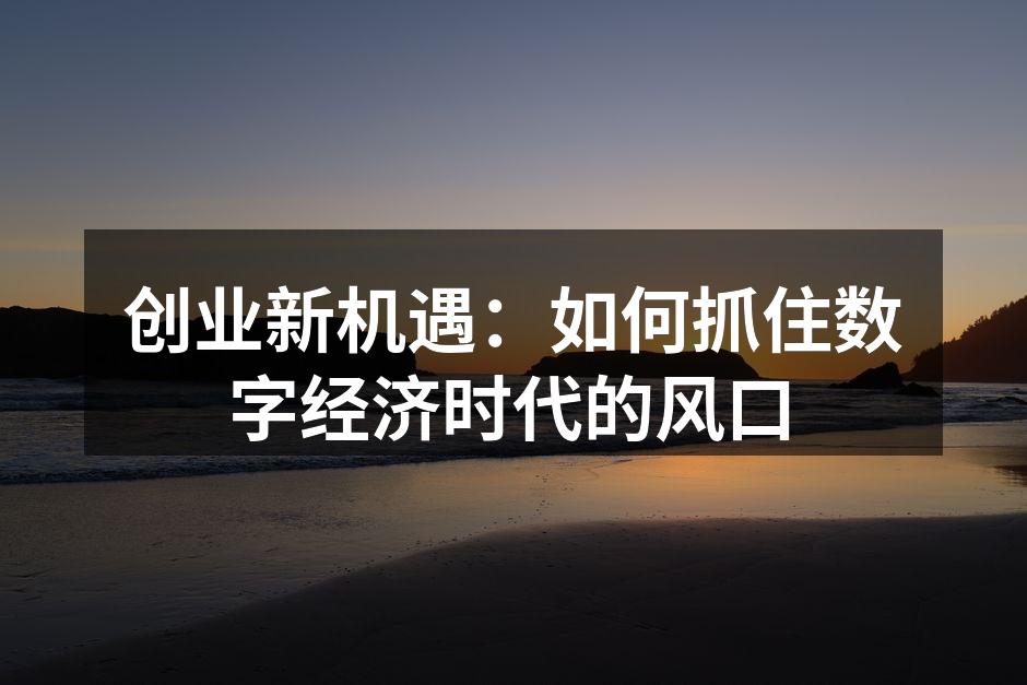 创业新机遇：如何抓住数字经济时代的风口
