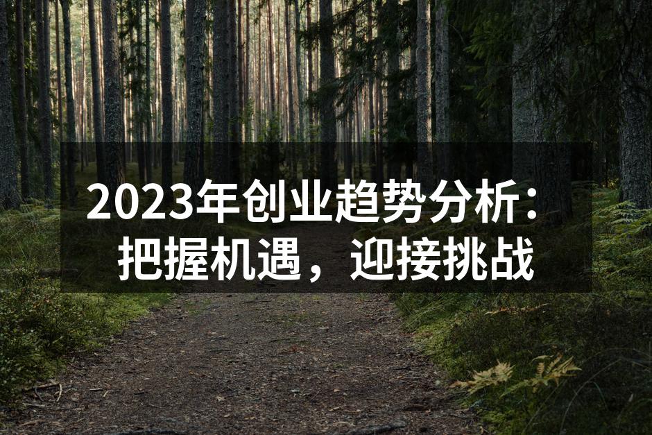 2023年创业趋势分析：把握机遇，迎接挑战